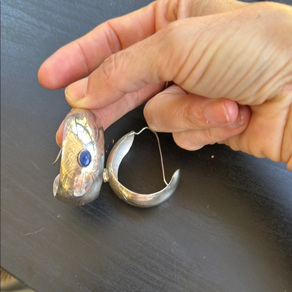 Sterling Silver Women's Earrings. With elegant blue stone.